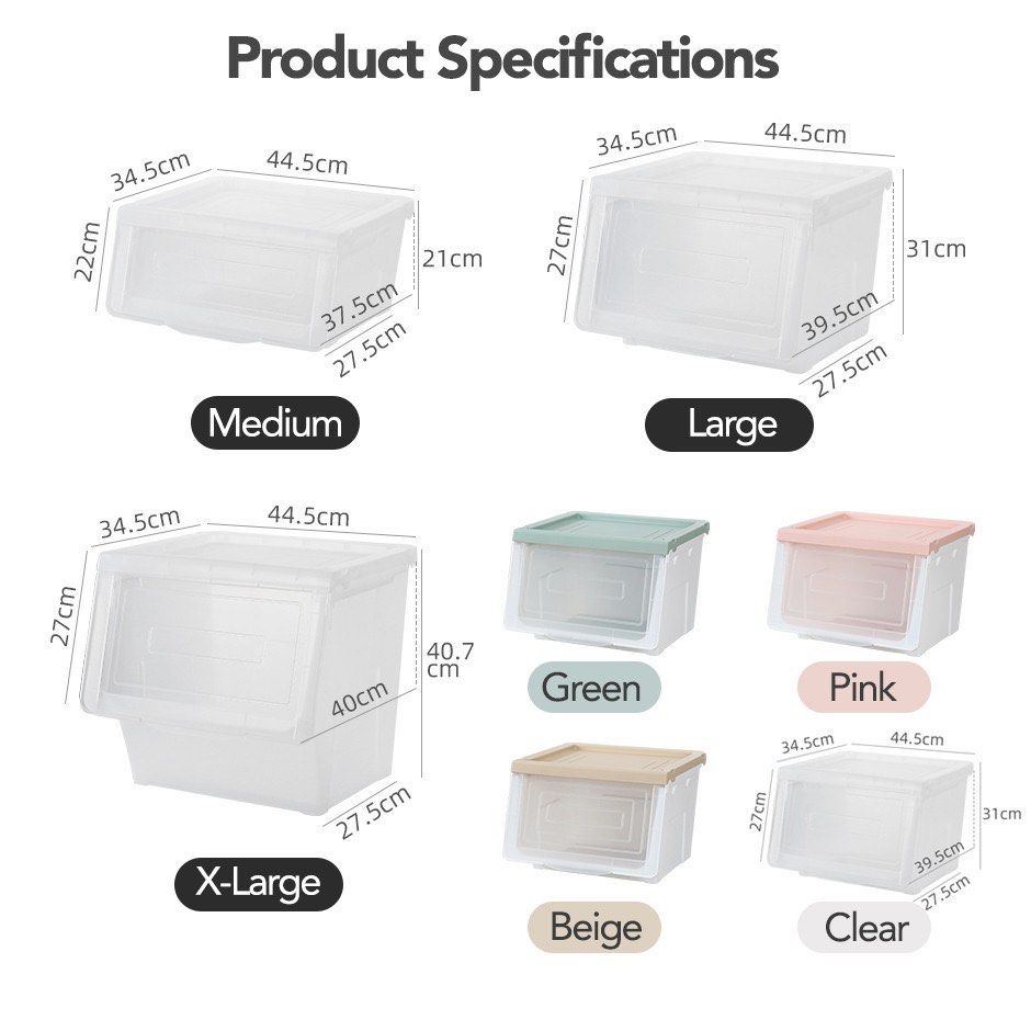 Stackable Storage Box with Front Open Sliding Lid, Furniture & Home ...