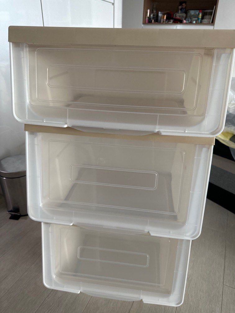Stackable Storage Box with Front Open Sliding Lid, Furniture & Home ...
