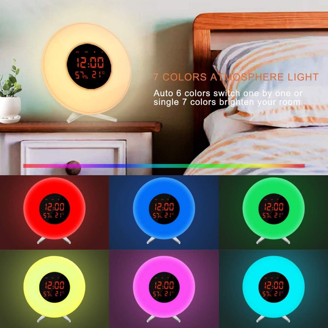 Sunrise Wake Up Alarm Clock X-70/ Snooze Function/Temperature/Humidity ...