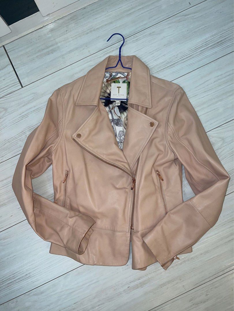 Ted baker leather biker jacket light pink
