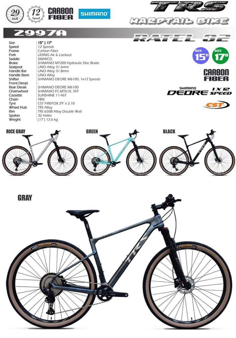 TRS RATEL 32 carbon 29er MTB with shimano deore 12 speed 12.6kg