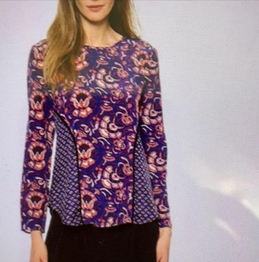 Veronica Beard silk paisley floral print back cutout panelled blouse in ...