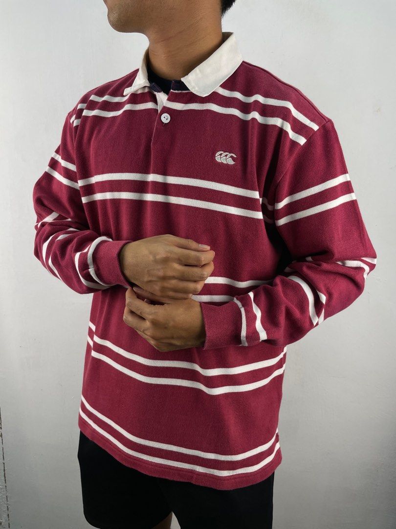 Vintage 90s Canterbury Polo Rugby Striped Long Sleeve Polo Shirt