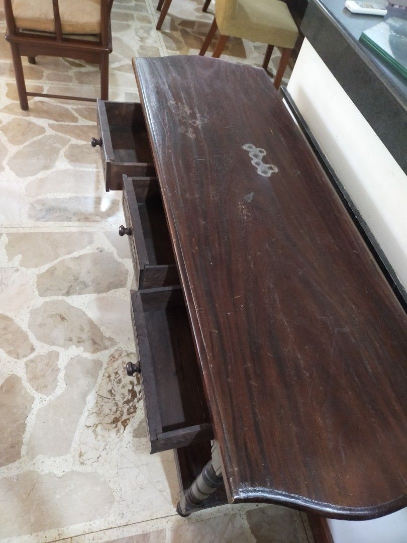 Vintage Console Table W/ 3 Drawers, Furniture & Home Living, Furniture ...
