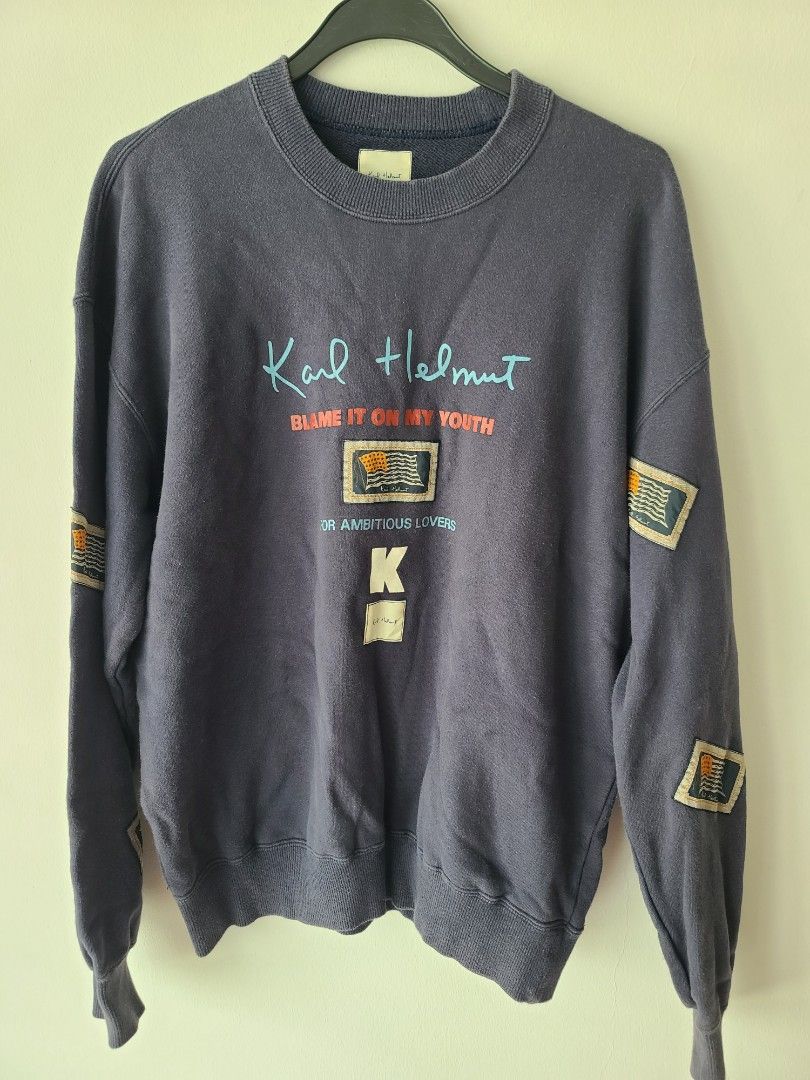 Vintage Karl Helmut Sweatshirt Minimalist Logo Streetwear Crew Neck  Pullover Designer Urban Fashion Karl Helmut Sweater