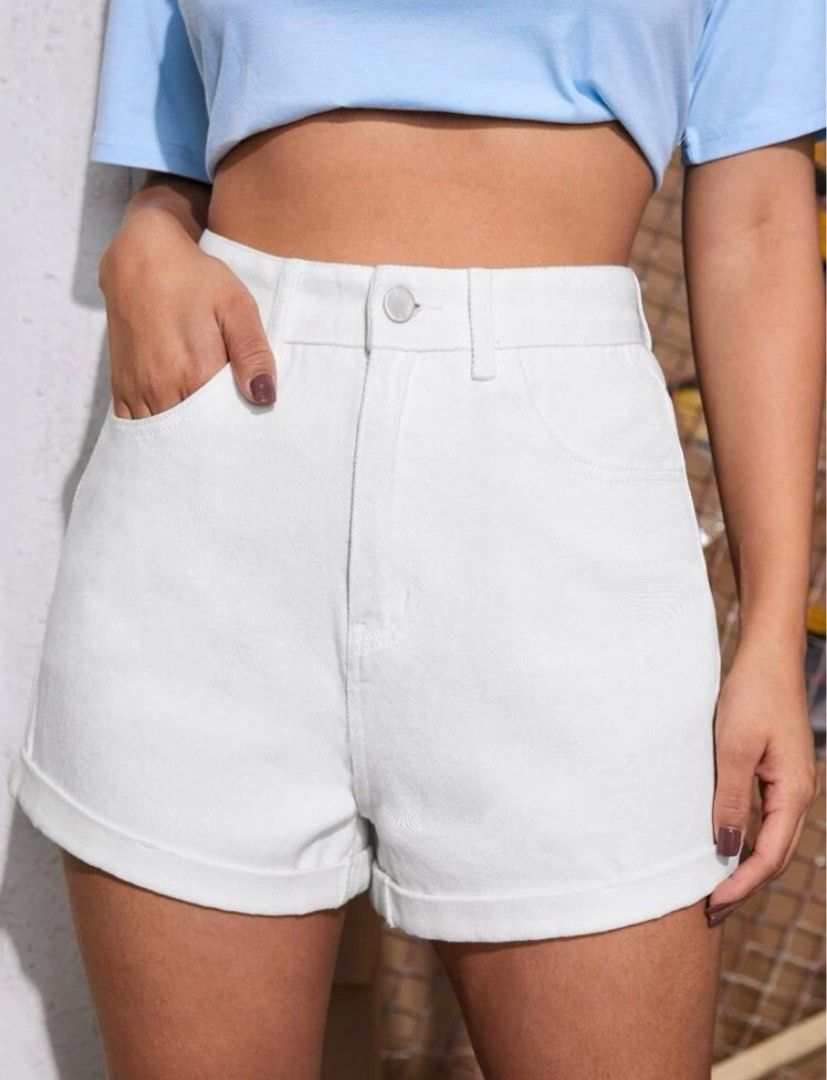 White jeans shorts womens shop