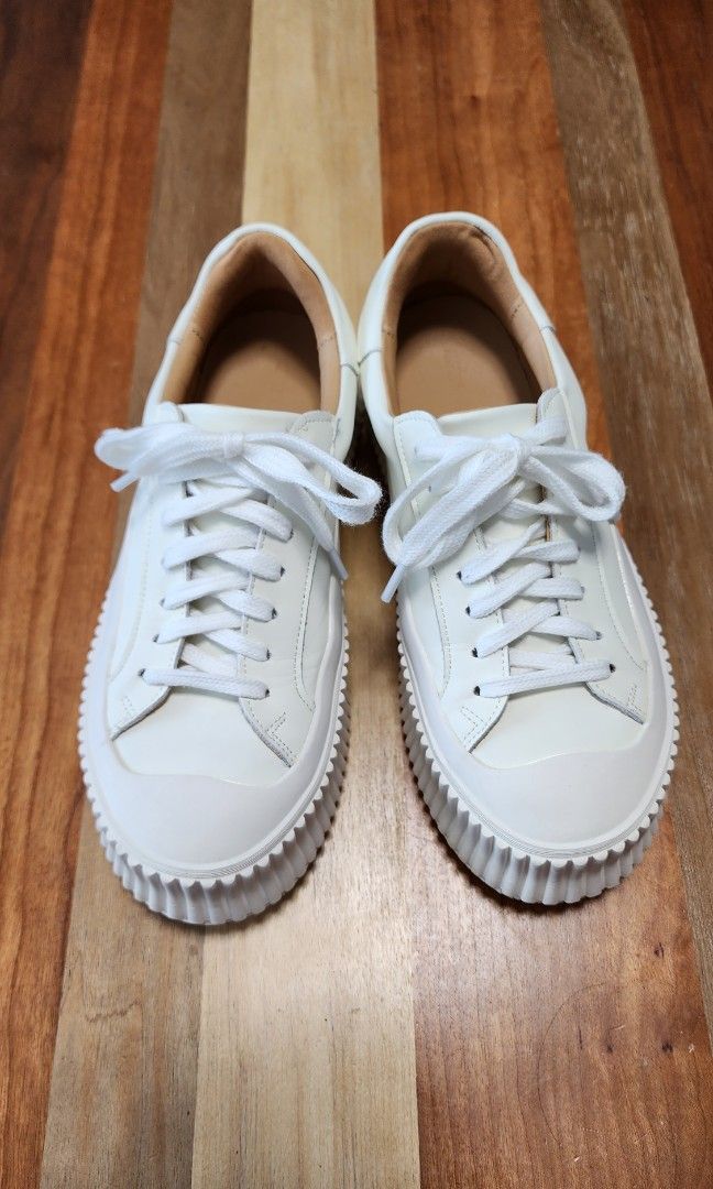 White sneakers thick sole online