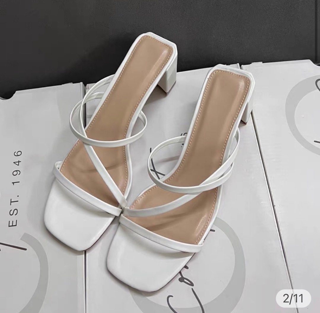 White square shop heels