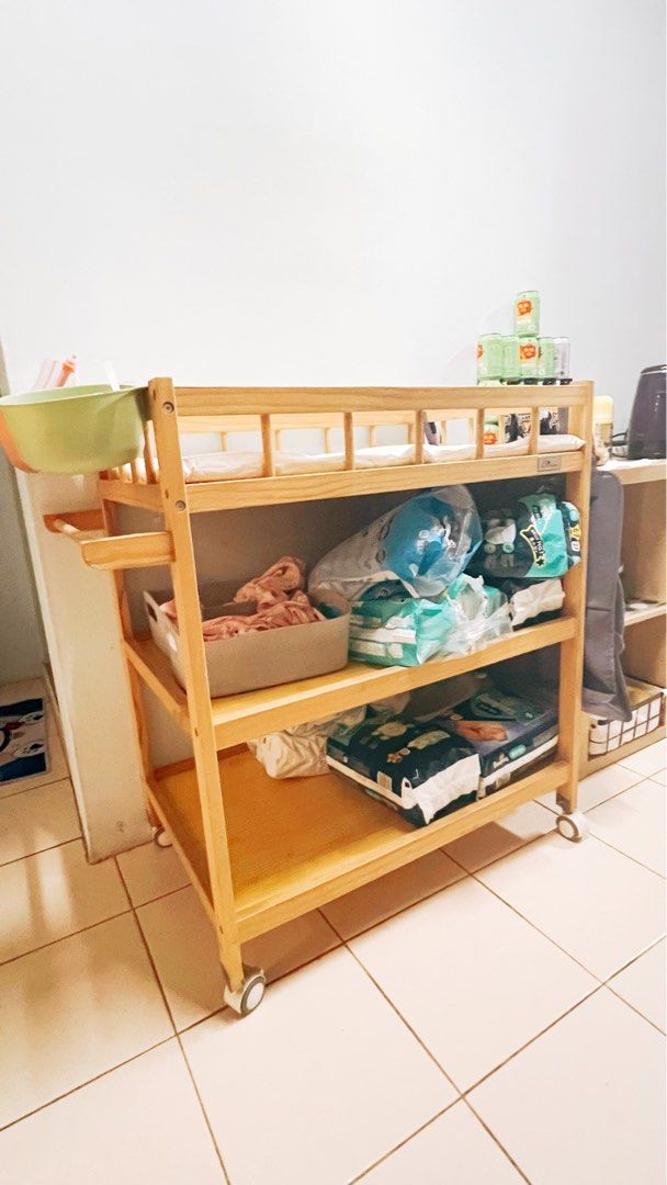 Wooden Baby Diaper Changing Bed, Babies & Kids, Bathing & Changing