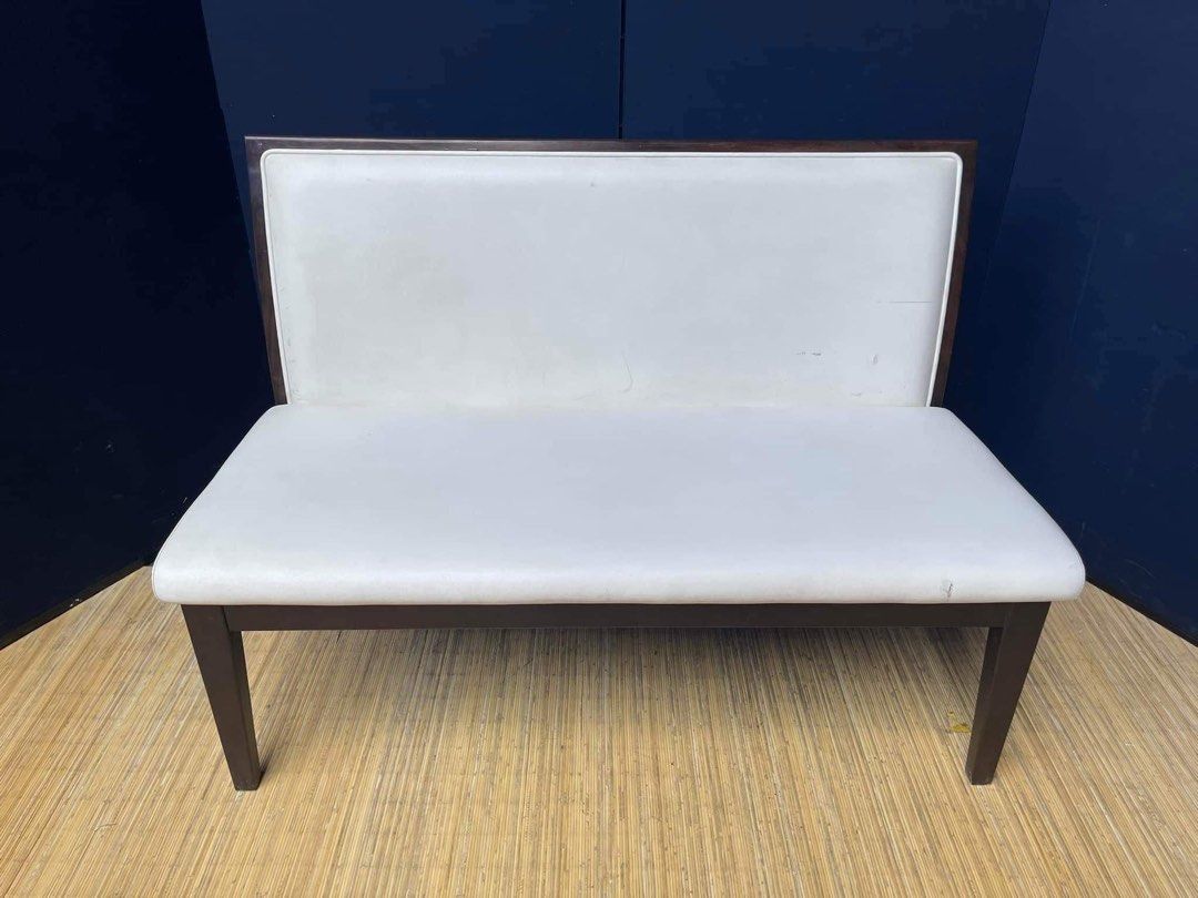 Wooden Bench 44”L x 20”W x 16”SH 2 seater Solid wood Leather seat In