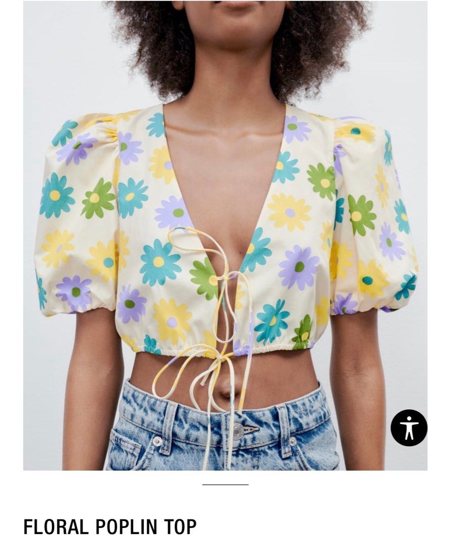 Zara Floral Poplin Top on Carousell