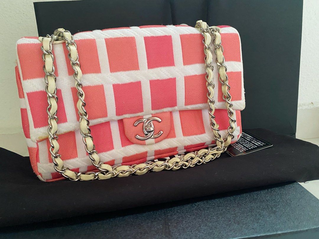 Chanel medium classic Flap bag 25cm - Trendy Pink lover cloth fabric  barbie, Luxury, Bags & Wallets on Carousell