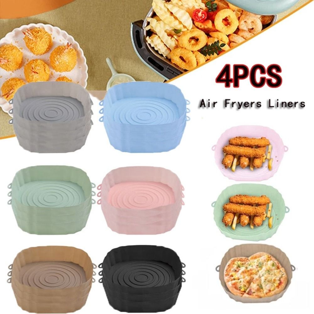 Air Fryer Silicone Basket Silicone Mold Airfryer Oven Baking Tray Pizza  Fried