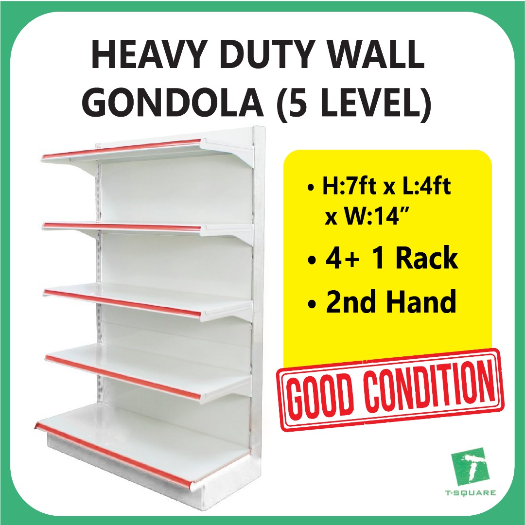 2nd Hand Heavy Duty Wall Gondola (5 Level), Furniture & Home Living