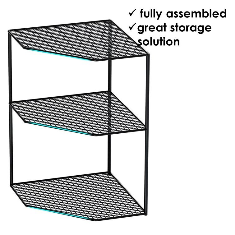 3 Tiers Kitchen Corner Shelf Rack, Free Standing Pot Rack for Organizer