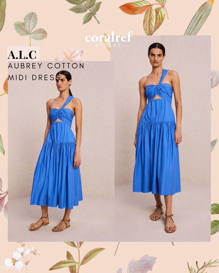 A.L.C Aubrey Cotton Midi Dress in Coastal Blue