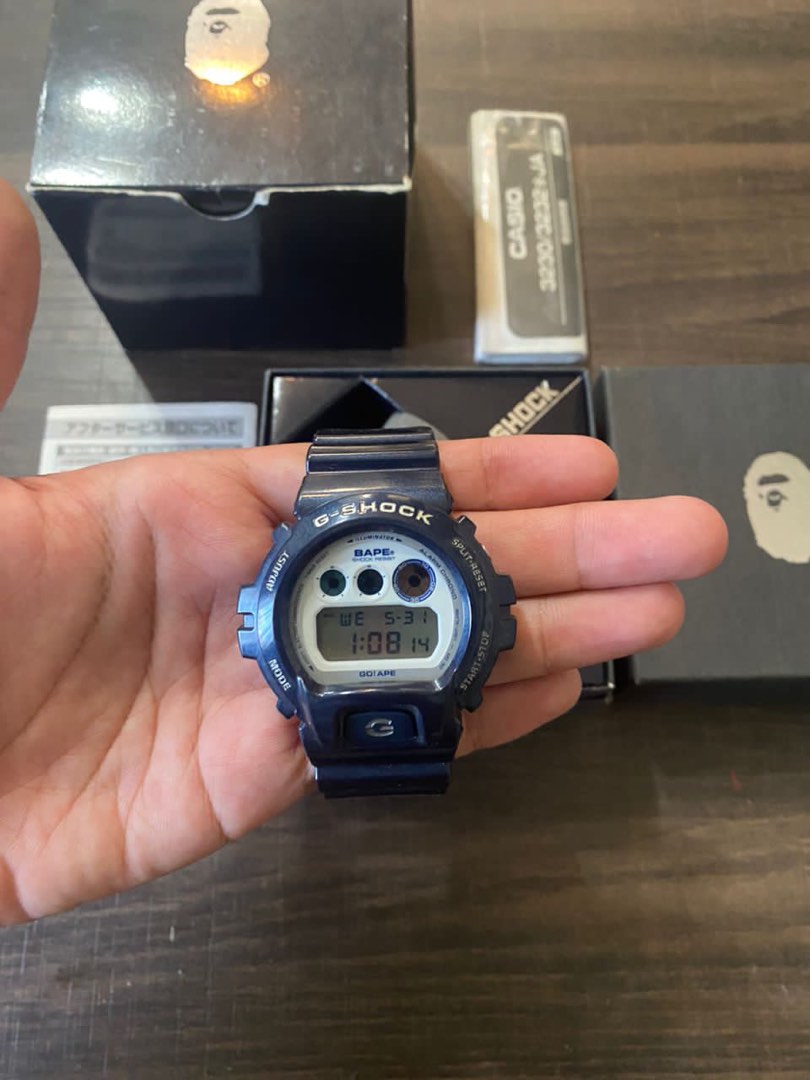 A Bathing Ape x Casio G-Shock DW-6900 Metallic Navy, Men's Fashion ...