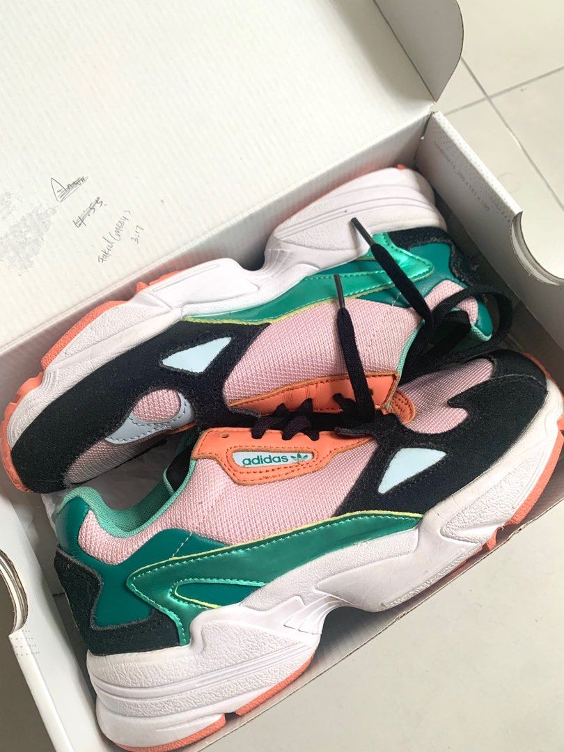Adidas Falcon Trainers Pink And Blue In Size