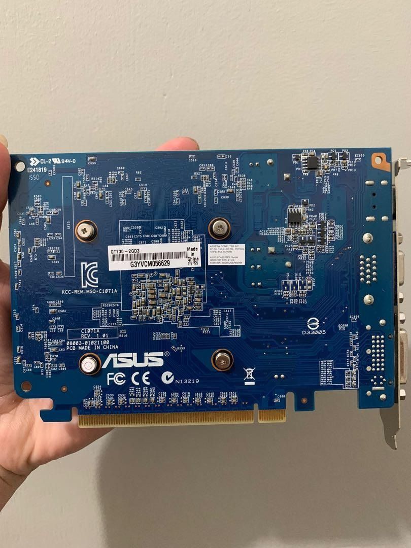 ASUS NVidia Geforce GT 730 DDR3 2GB (Category: Computer Parts) located in Pasig City. Submitted by xfugiwarax (Listing ID 1234764336, Image 2). Description: Opened for testing. Requested for Office but not used Details: https://villman.com/Product-Detail/Asus_GT730-2GD3 TESTED AND CONFIRMED WORKING (See last photo) FAQ: Compatible po ba to sa *INSERT GAME/MOTHERBOARD Answer: Hindi ko po alam, pakicheck na lang po ang details ng Video Card mismo.