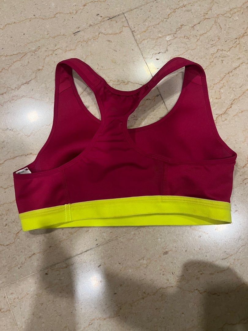 AUTHENTIC Nike Sports Bra Berry Plum Neon Yellow, Women's Fashion