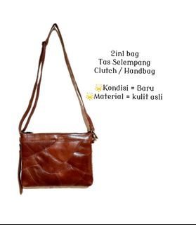BARU 2in1 Tas Selempang Clutch Handbag  kulit asli kulas Sling Bag