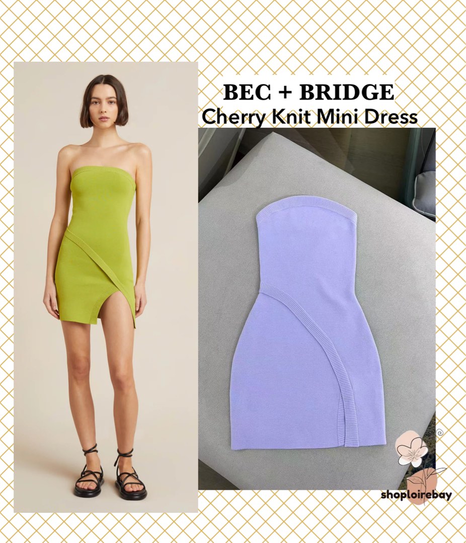 BEC BRIDGE cherry knit mini tube dress green lilac purple