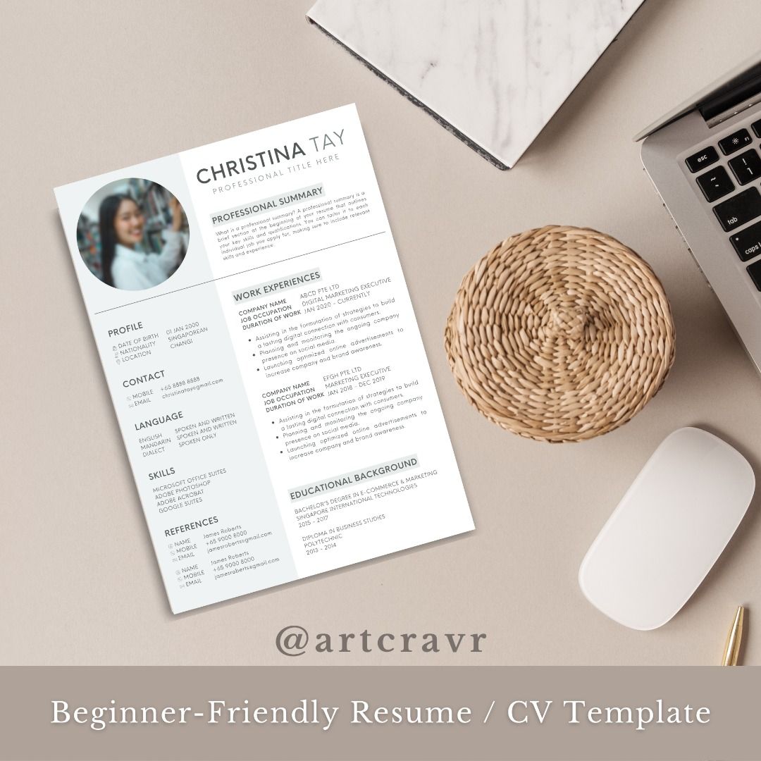 Resume Template (Download & Edit on Canva), Everything Else on Carousell