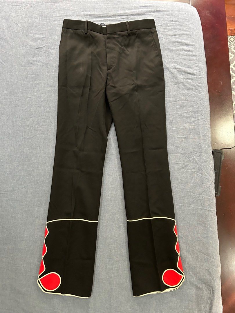 CALVIN KLEIN 205W39NYC Black Wool Pants w Leg Detail 48