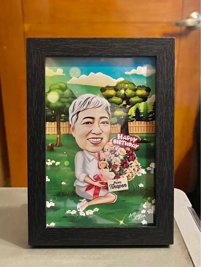 Caricature Art in 4R Frame on Carousell
