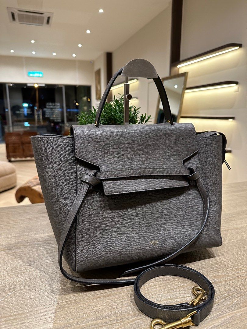 Belt leather handbag Celine Grey in Leather - 29609450