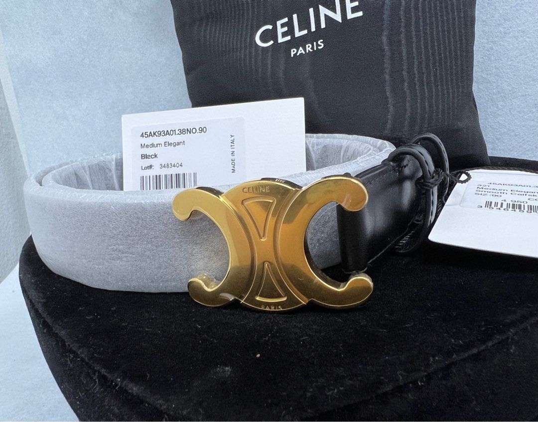 SMALL TRIOMPHE BELT IN TAURILLON LEATHER - BLACK