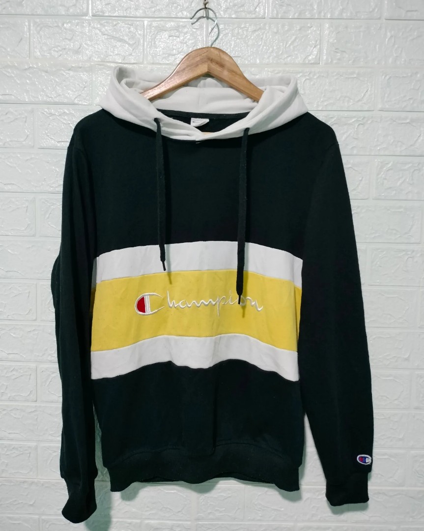 Yellow and black champion on sale hoodie