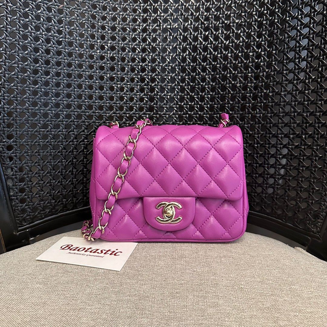 NWT 21B CHANEL 💜 Purple Mini Square Pearl Crush Gold Ball Flap Bag GHW  Receipt £5,155.07 - PicClick UK