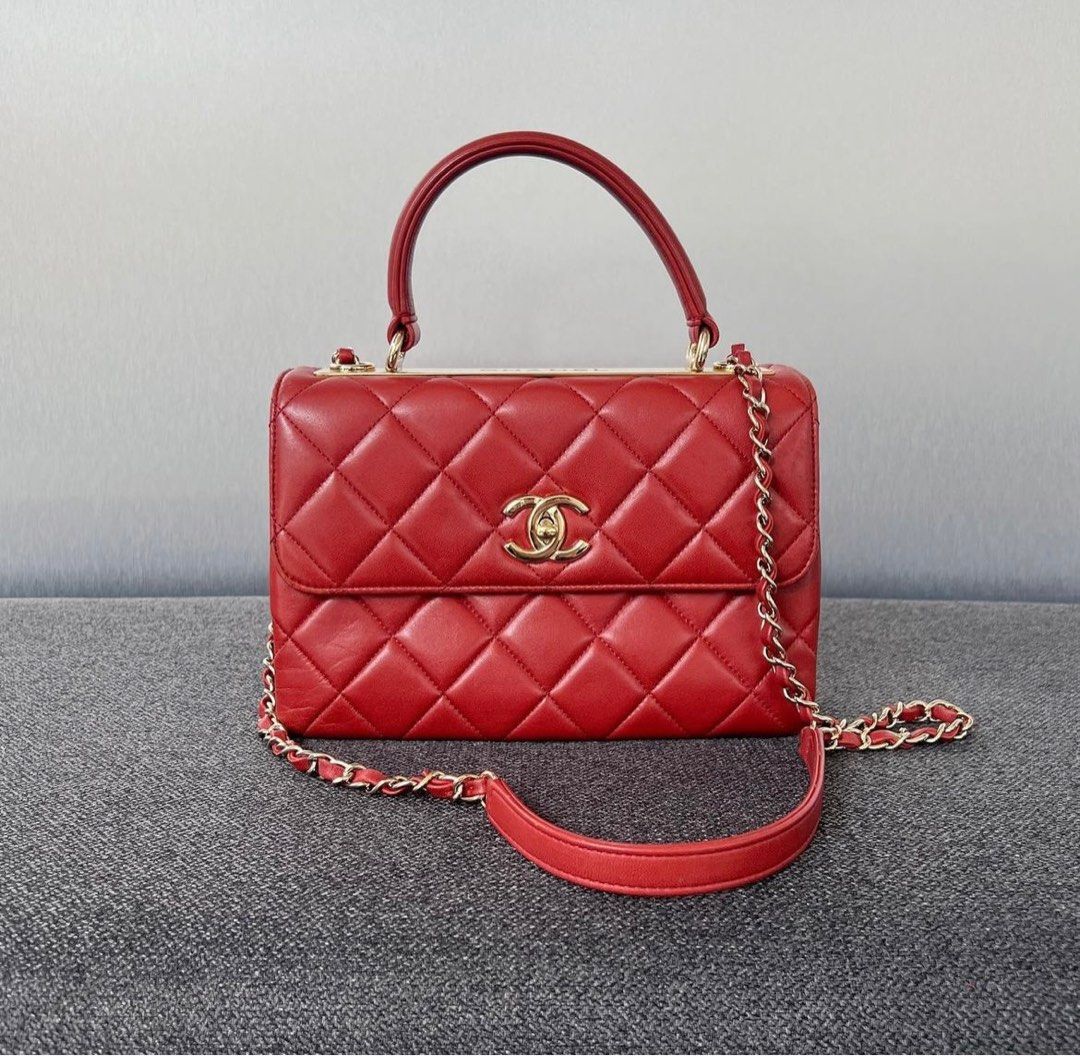 Chanel Trendy CC Top Handle Lambskin Red / Lghw