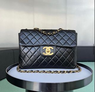 Chanel Vintage Black Quilted Caviar Jumbo Single Flap Bag, myGemma, SG