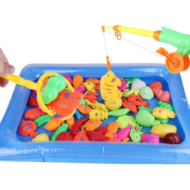 Children Boy girl fishing toy set suit magnetic play water baby