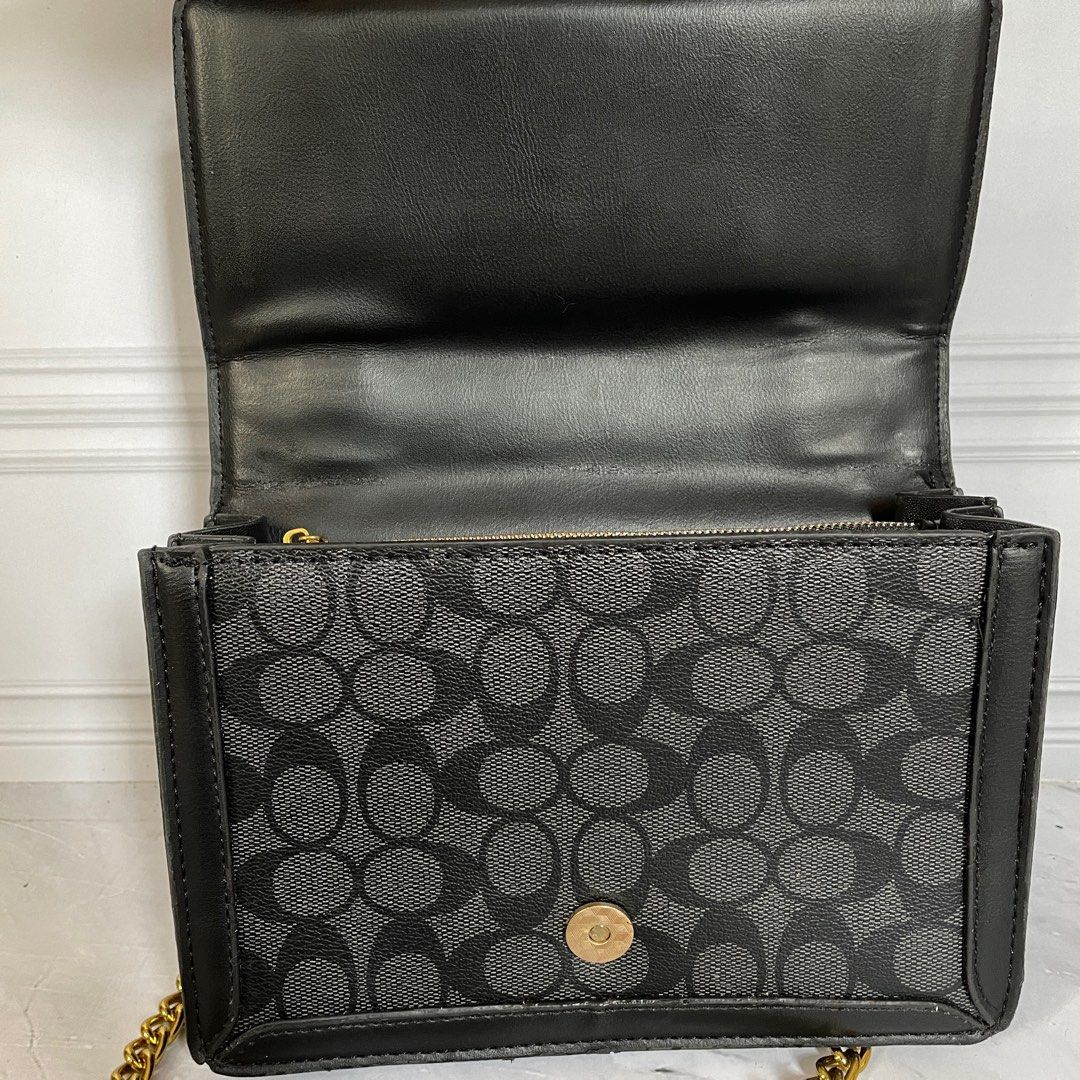 Coach Riley Canvas Signature Top Handle Bag, Barang Mewah, Tas