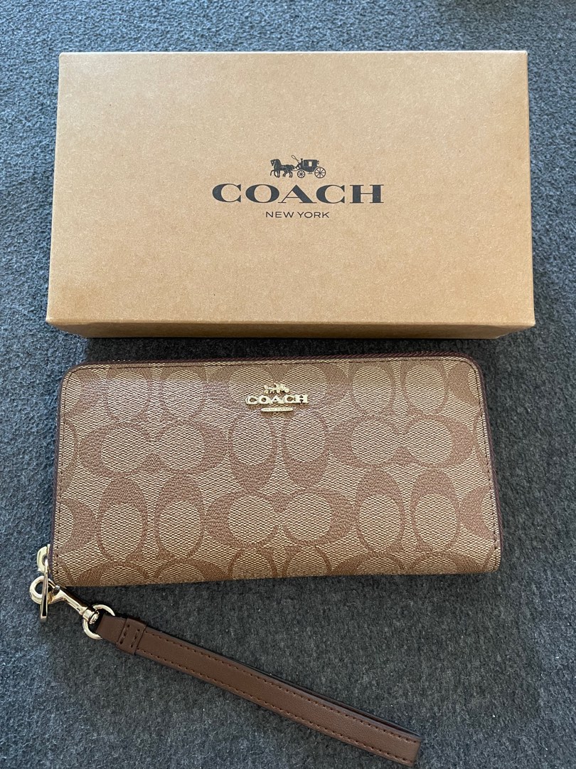 Coach Zip Around wallet in Signature Canvas Leather, Luxury, Bags & Wallets on Carousell