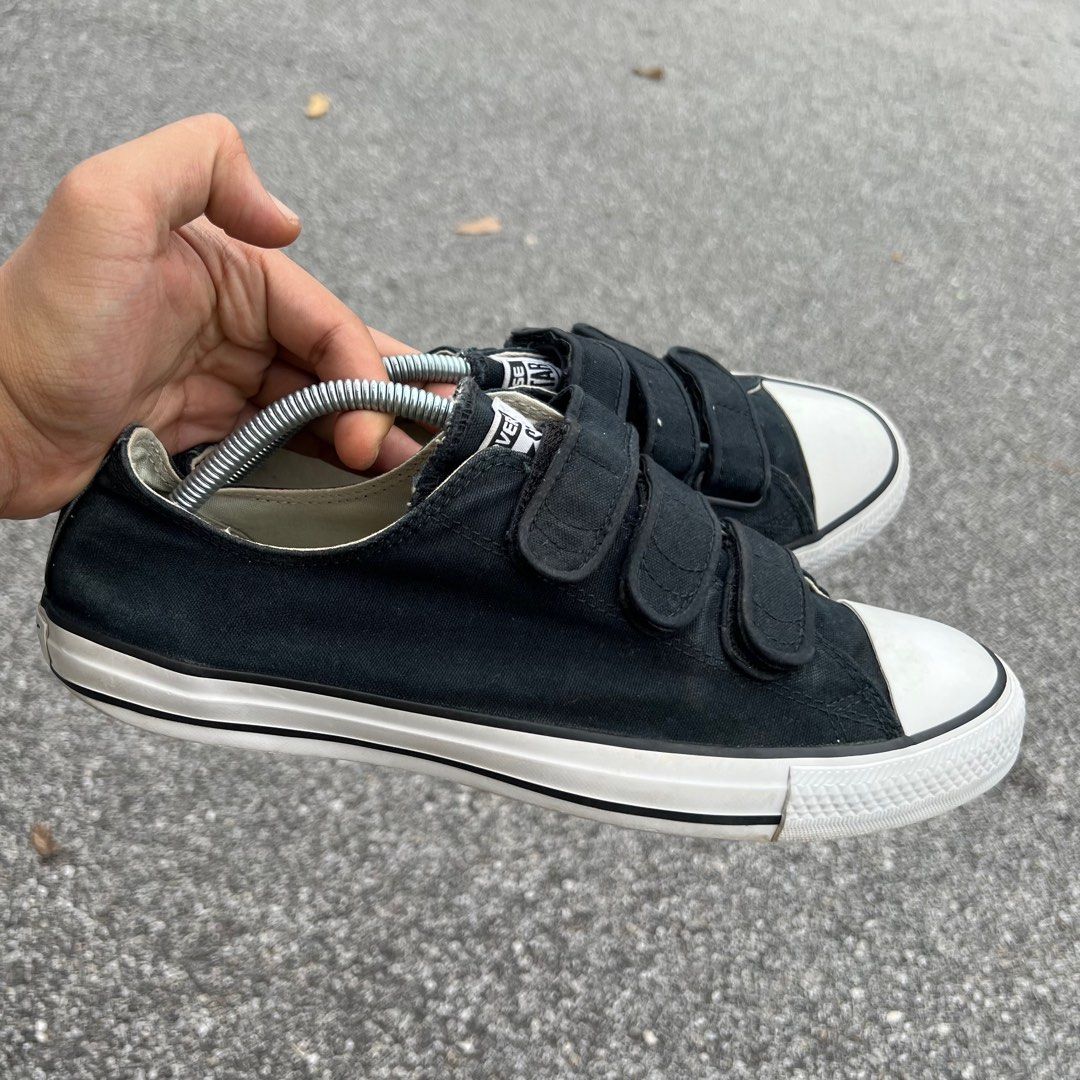 Black converse velcro discount