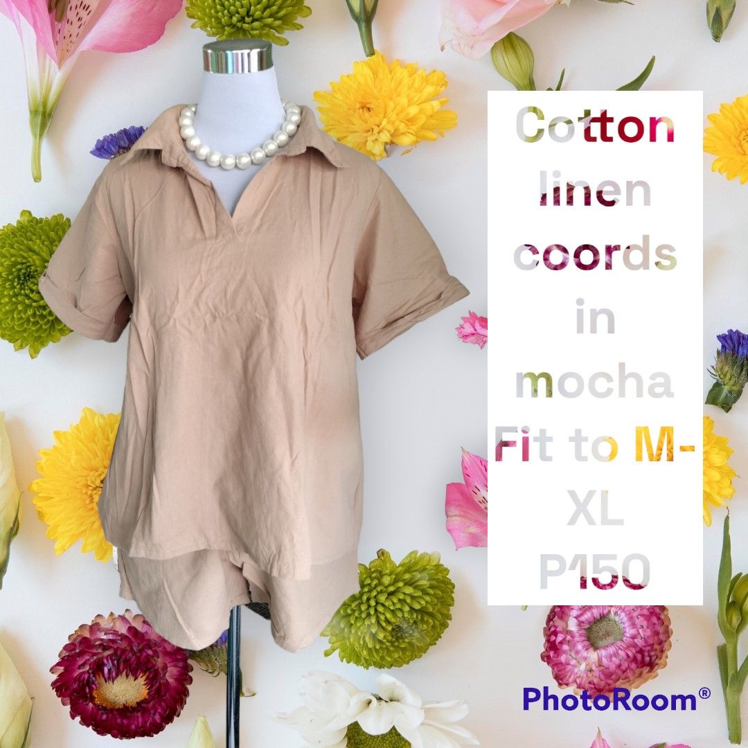 Cotton linen coords in mocha on Carousell