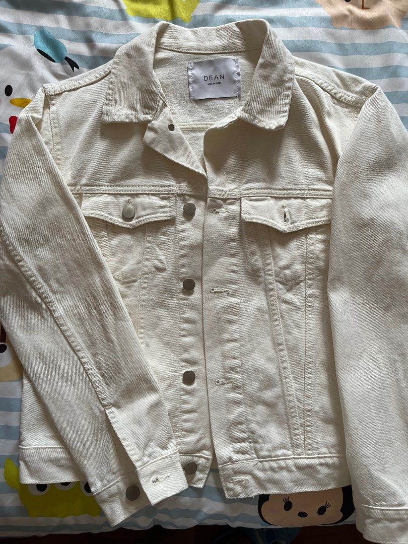 Cream Denim Jacket, Women's Fashion, Coats, Jackets and Outerwear on Carousell