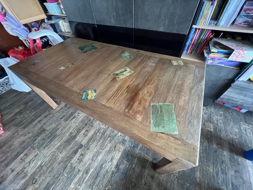 Dining Table (Category: Tables & Sets) located in Singapore. Submitted by zabalang (Listing ID 1234674536, Image 1). Description: Solid Wood Dining Table L 180cm x W 90cm x H 77cm Suitable for Home Theme on Eclectic, Retro, Industrial & etc.