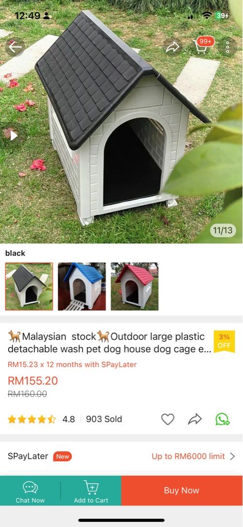 Dog house black , Pet Supplies, Homes & Other Pet Accessories on Carousell
