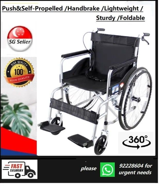 Foldable Wheelchair for Push & SelfPropelled. Lightweight, Portable & Easy to use, Health