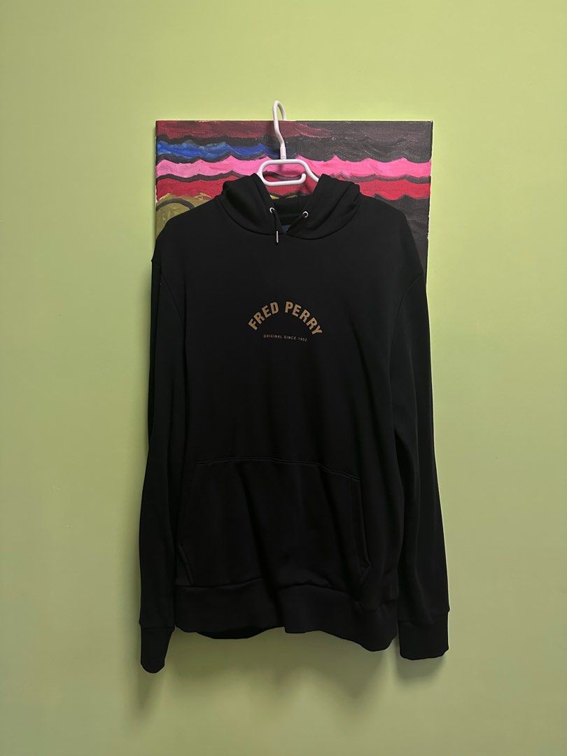 Fred perry black hoodie new arrivals