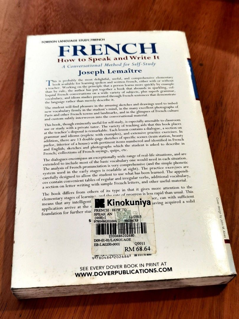 French How To Speak and Write It Self Study French Language Book