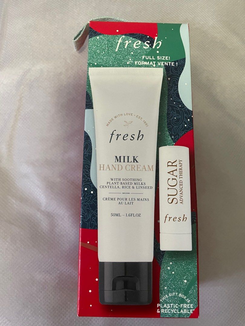 Fresh Milk Hand Cream & Sugar Lip Advanced Treatment Set, Beauty