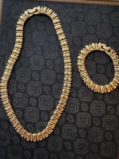 Gold Necklace and Bracelet Costume Jewelry Set