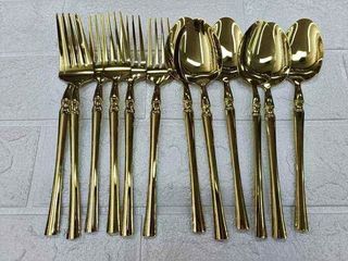 Gold Cutlery 6pcs spoon 6pcs Fork