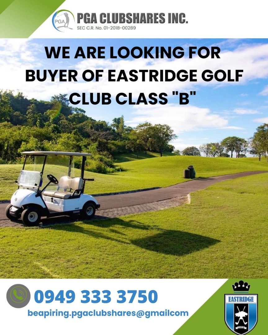Golf Clubshares (Category: Golf) located in Muntinlupa City. Submitted by beapring.pgaclubshares (Listing ID 1234647506, Image 1). Description: Good Day Golfers! We have available Seller for Celebrity Sports Club share.. Call/Text for Inquiries 0949 333 3750 (Viber/WhatsApp) beapiring.pgaclubshares@gmail.com Stay safe and enjoy your game! .